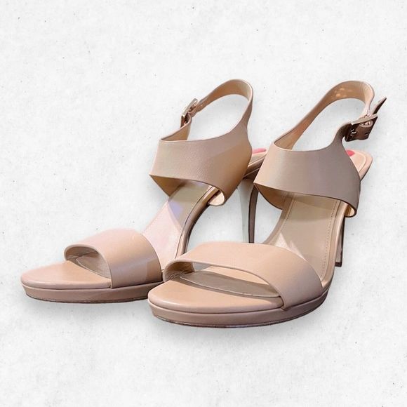 Michael Kors Heels Sandals Leather Women's US size 10‎ Tan Color Side Buckles - Picture 3 of 10